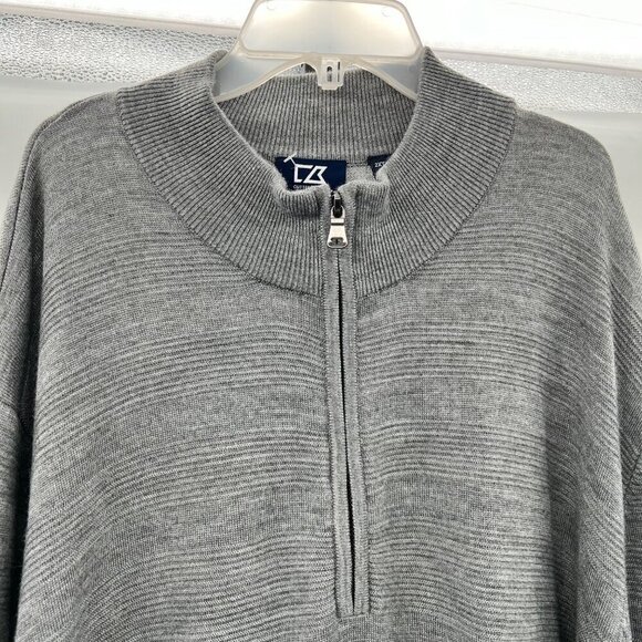 Cutter & Buck Men's 1/4 Zip Pullover Sweater Gray Long Sleeve Size 2XL Tall - Picture 2 of 9